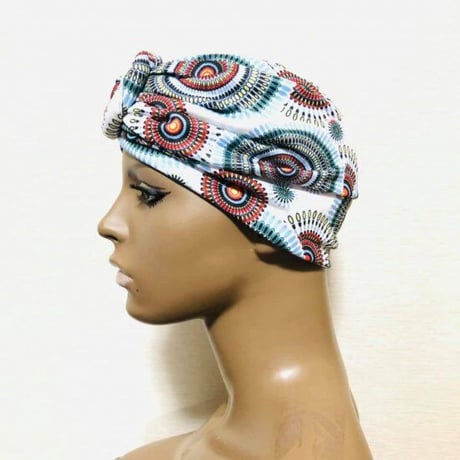 アフリカンプリント　らくらくターバン　ターバン帽子　ヘッドラップ　African print Head wrap