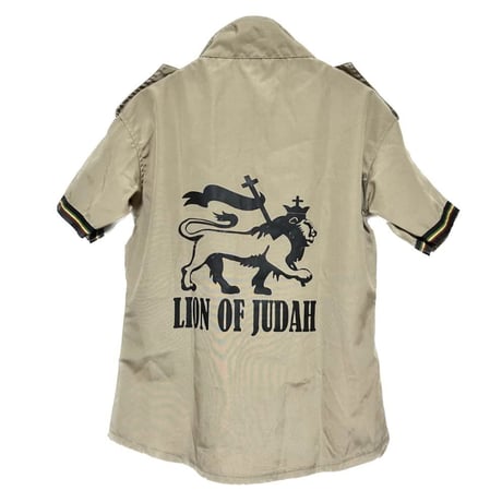 《Fair trade/売上10%を孤児院募金》エチオピア　Lion of judah　ユダのライオン　ラスタファリ　ボタンシャツ　 アフリカ　Ethiopia