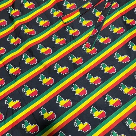 アフリカンプリント　ラスタカラー　アフリカ大陸　ラップスカート　巻きスカート　紐結び　スカート　Africa map wrap skirt