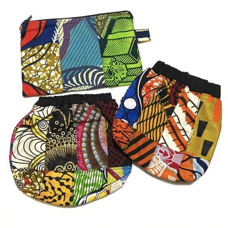 アフリカンプリント　アフリカ布　ハンドメイド　ポーチ　African print porch