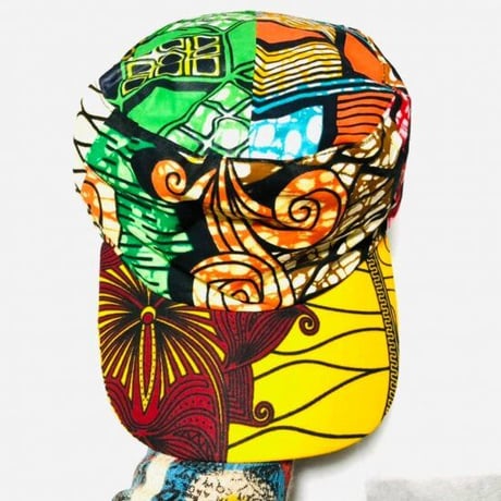 アフリカンプリント　ミリタリーキャップ　パーニュ　キテンゲ　キャップ　ハット　帽子　African print cap