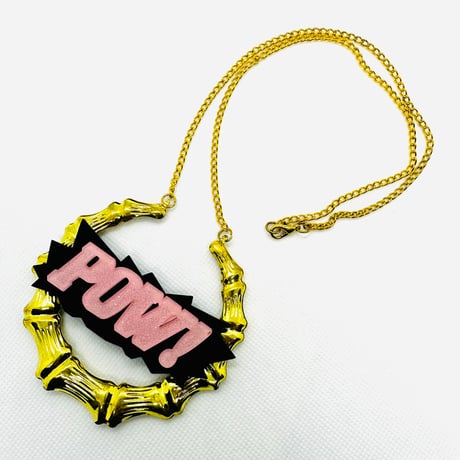 在庫処分SALE　ピンク　ブルー　レッド　バンブー　POW!　ネックレス　ヒップホップ　90年代　90’s hiphop Bling Bling