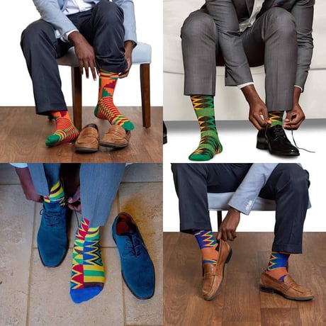 アフリカンプリント　ケンテ　靴下　ソックス　African print kente socks