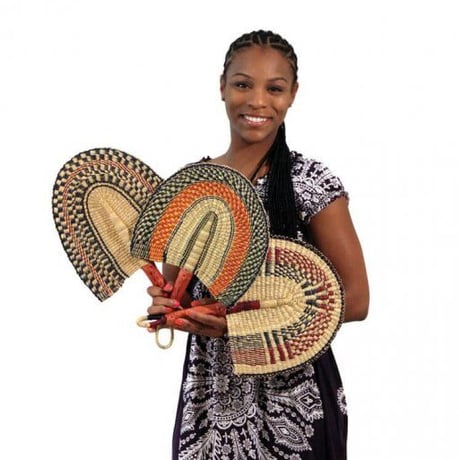 Made in Burkina Faso　アフリカ　ブルキナファソ　ハンドメイド　手織り　うちわ　Africa Handmade Woven fan