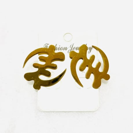 アフリカ　ガーナ　シンボル　アディンクラ　ジニャメ　ゴールド　ピアス　Africa Ghana Adinkra Gye Nyame
