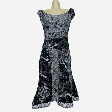 USED Made in Africa Congo アフリカンプリント　ブラック　ドレス　セットアップ　African print dress