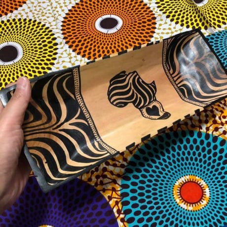 南アフリカ　ハンドメイド　ペイント　ウッド　プレート　インテリア　South Africa wood handmade plate