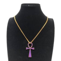 アフリカ　エジプト　パープル　Egypt　アンク　Ankh　ネックレス