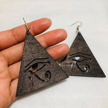 ウッド　木製　アフリカ　アフリカン　エジプト　Egypt　ホルス　ホルスの目　Horus　ピアス　hiphop