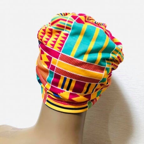 アフリカンプリント　らくらくターバン　ターバン帽子　ヘッドラップ　African print Head wrap