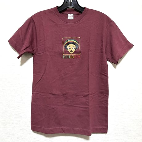 《Fair trade/売上10%を孤児院募金》刺繡　エチオピア　イラスト　Tシャツ　 アフリカ　T-Shirt　Ethiopia
