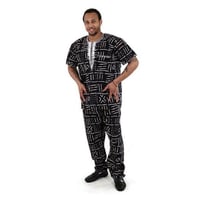 アフリカンプリント　刺繍入り　ポケット付　ダシキ　パンツ　セットアップ　Africa Africanprint dashiki setup Mud print