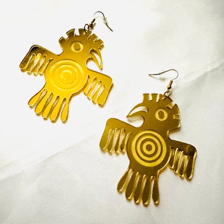 在庫処分SALE　ゴールド　メタリック　アステカの鳥　アステカ神話　ピアス　ヒップホップ　90年代　90’s hiphop Bling Bling