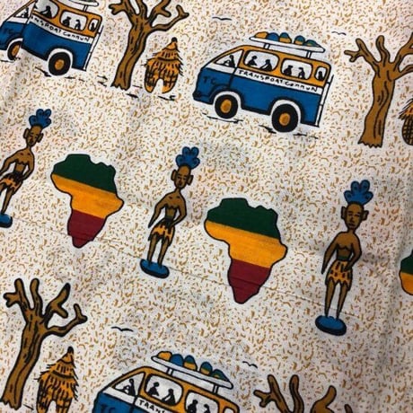 刺繍入り　アフリカ　アフリカン　レゲエ　アフリカンプリント　ダシキ　African Print Dashiki White/Safari