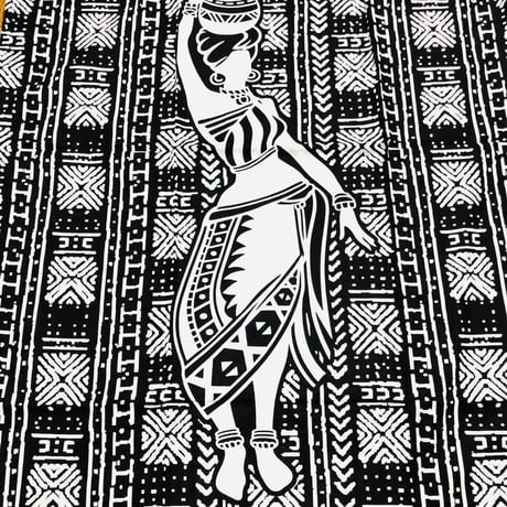 2色　Mud print　アフリカンプリント　カフタン　ワンピース　ヘッドラップ付き　Africa woman printing Kaftan 05