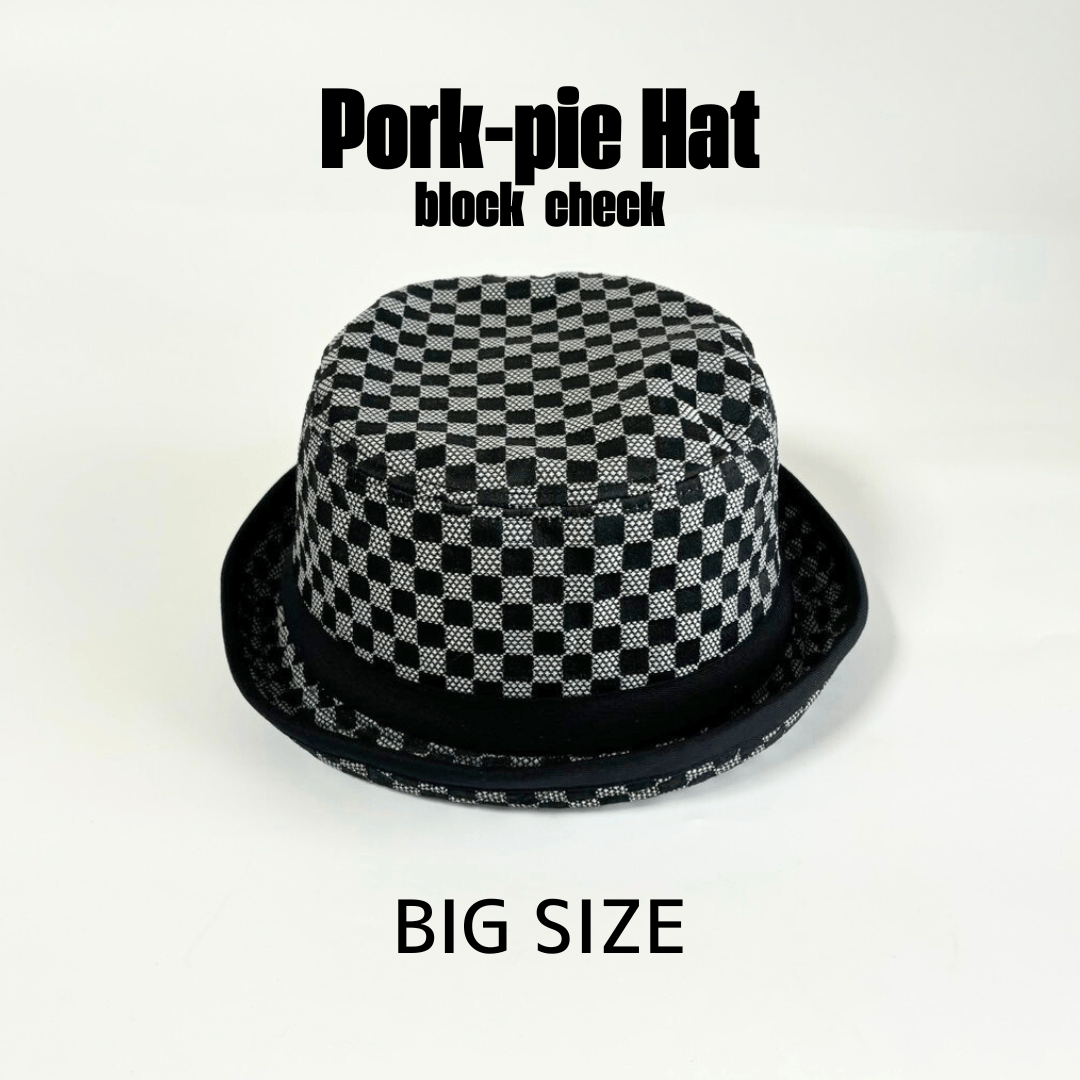Pork-pie Hat blockcheck black/white k-141 | con