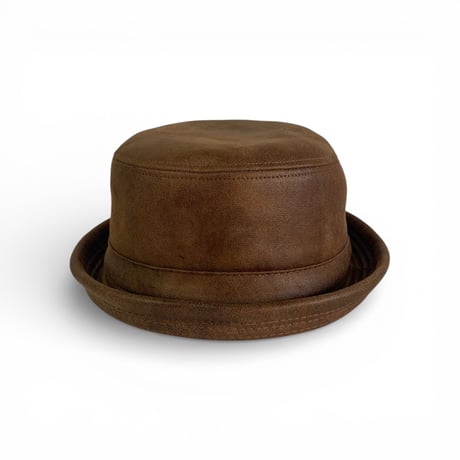 Pork-pie Hat fake leather  Brown K-181