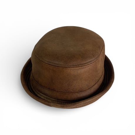 Pork-pie Hat fake leather  Brown K-181