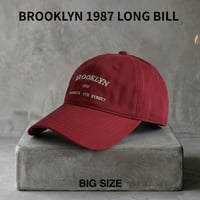 BROOKLYN 1987 LONG BILL COTTON CAP / RED    NA-180
