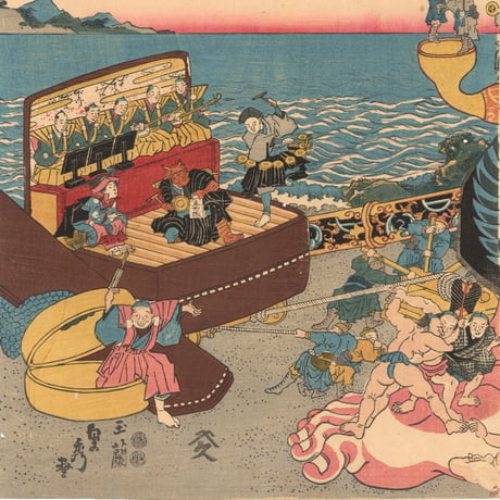 貞秀 「浅草金龍山境内において大人形ぜんまい仕掛の図」