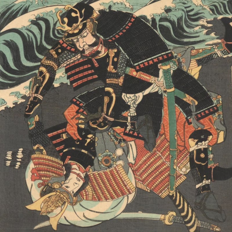 芳員 「本朝組討尽 熊谷次郎直実 無官太夫敦盛」 | 古美術もりみや