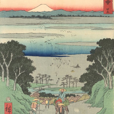 広重 「五十三次名所図会　金谷」(竪絵東海道)