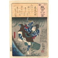 国芳 「小倉擬百人一首　春道列樹　緒川与右エ門」