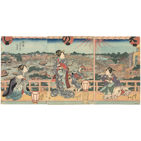 国貞 「両国夕すずみの光景」