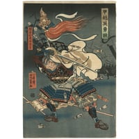 芳員「甲越英勇競　柿崎和泉守景家」