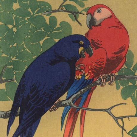 伊藤総山 「二羽のインコ」
