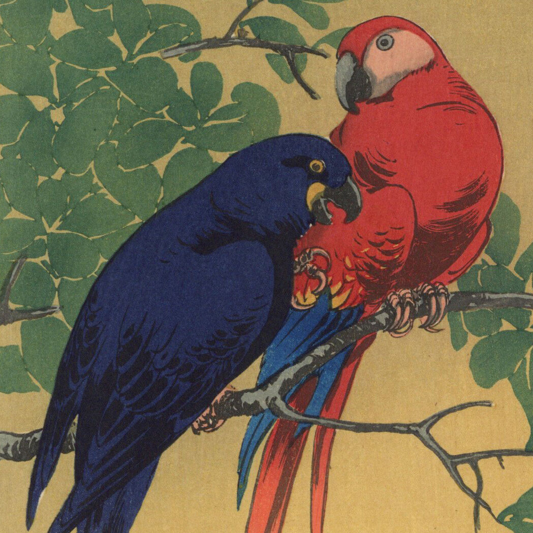 伊藤総山 「二羽のインコ」 | 古美術もりみや