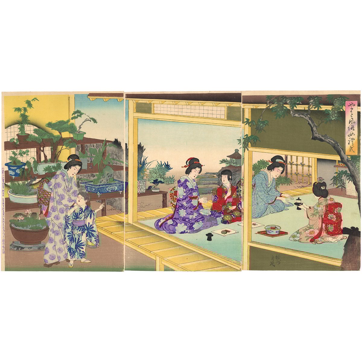 楊洲周延 【倭風俗女禮式】 一枚　明治25年　美人絵　版画　浮世絵　額付 メルカリ 楊洲周延 【倭風俗女禮式】 一枚 明治25年 美人絵 版画