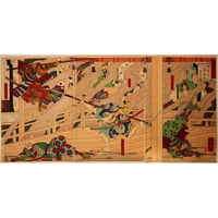 年英 「豊臣勲功記　本能寺ニ森蘭丸討死之図」
