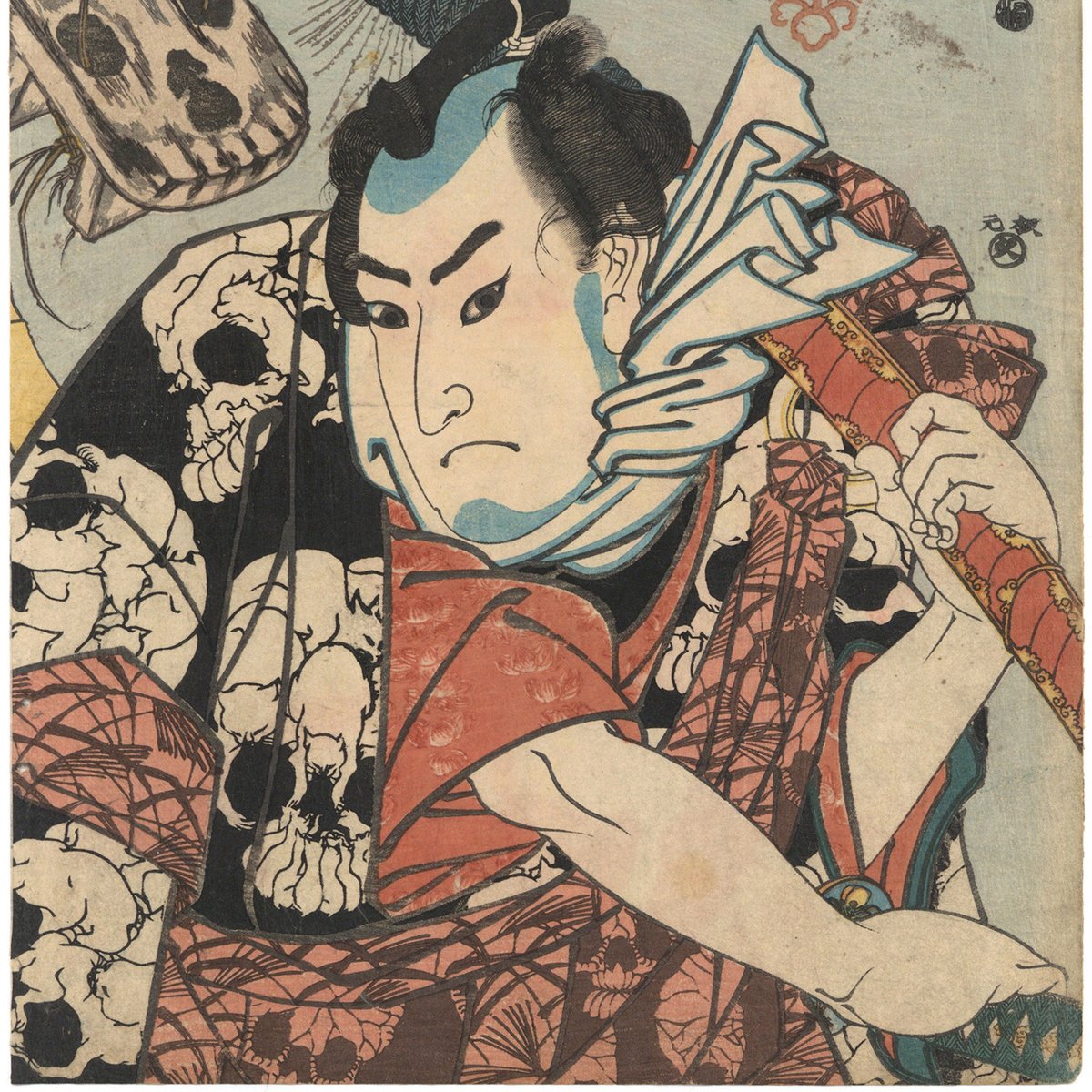 コレクター所蔵　古九谷　色絵盃　無傷　時代保証 逸品！歌川国芳「国芳正札附現金男 寺西閑心」本物 浮世絵 大判
