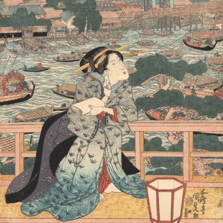 国貞 「両国夕すずみの光景」