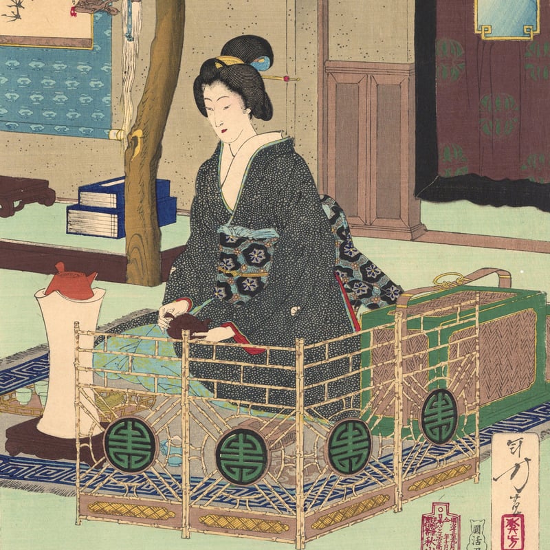 絵画　茶室用 年方 「高楼迎客煎茶之図」 | 古美術もりみや