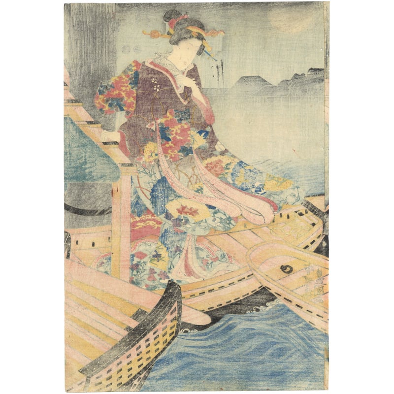 浮世絵　両国夕涼み之図　三代豊国　三枚続き 三代歌川豊国 両国夕涼図 三枚続/UTAGAWA TOYOKUNIⅢ | ギャラリー奏美
