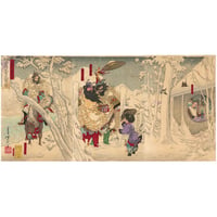 芳年 「三国志図会内　玄徳風雪ニ孔明ヲ訪フ」-三顧の礼-