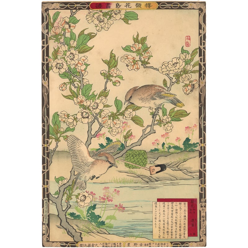 楳嶺 「楳嶺花鳥画譜 梨花 連雀」 | 古美術もりみや