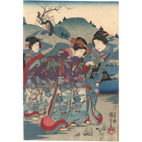 国芳 「奥庭乃摘草」