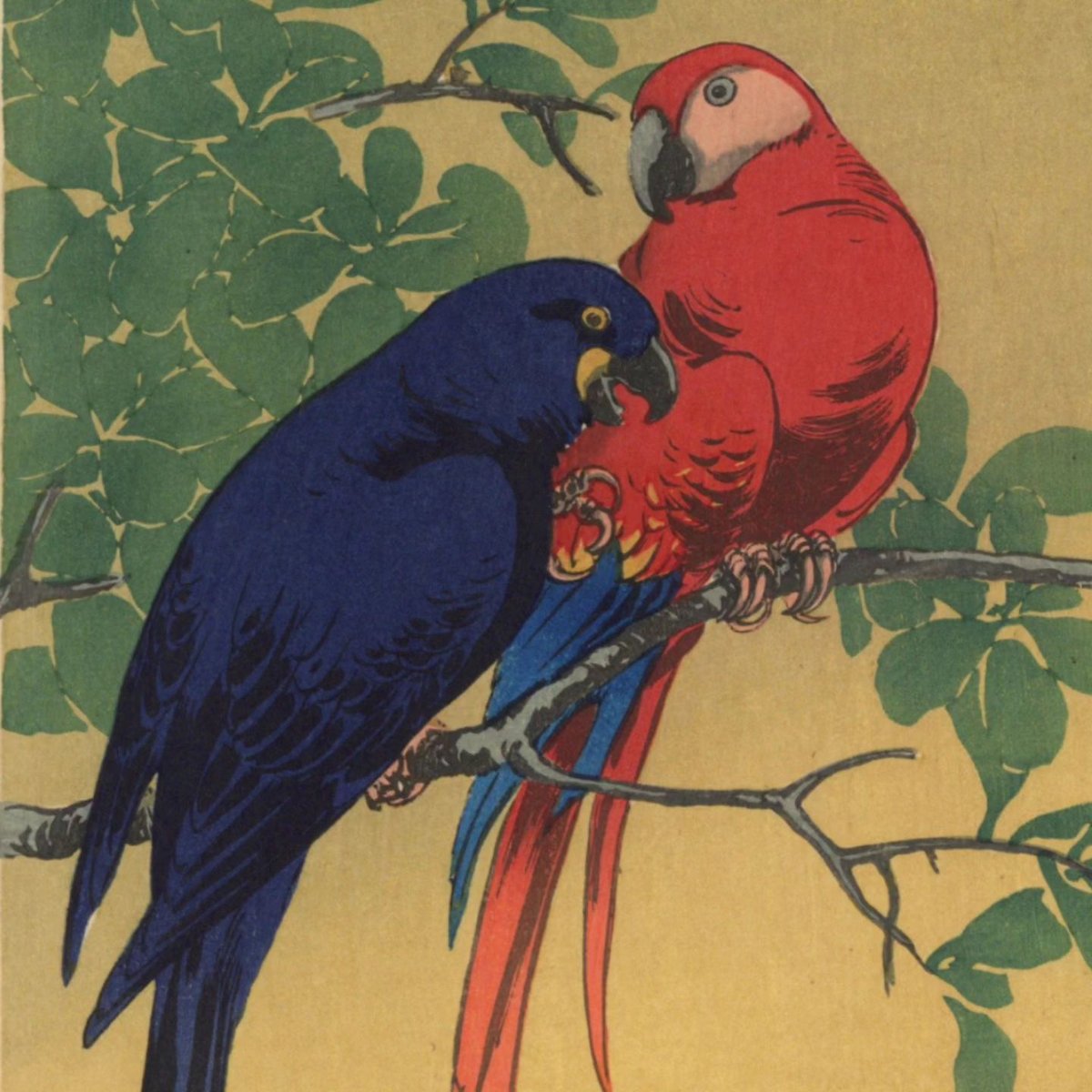 伊藤総山 「二羽のインコ」 | 古美術もりみや