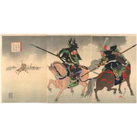 周延 「小牧役　加藤清正　本多忠勝」  -小牧長久手の戦い-