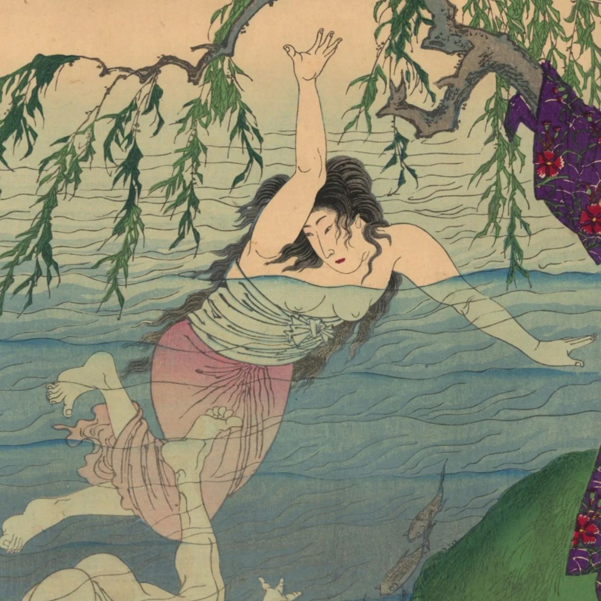 周延「東錦昼夜競 岡崎水練」 -お愛の方- | 古美術もりみや