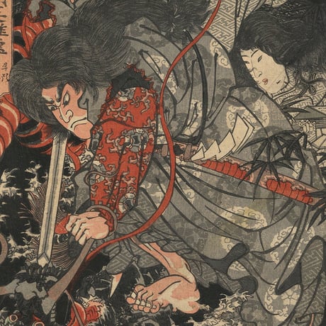 国輝「本朝英雄伝　牛頭天皇　稲田姫」