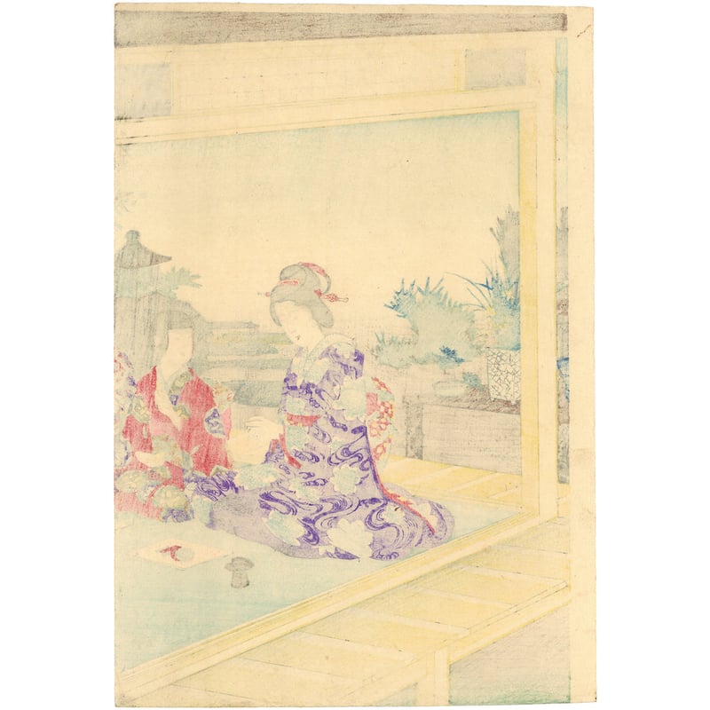 楊洲周延 【倭風俗女禮式】 一枚　明治25年　美人絵　版画　浮世絵　額付 楊洲周延 【倭風俗女禮式】 一枚 明治25年 美人絵 版画 浮世絵