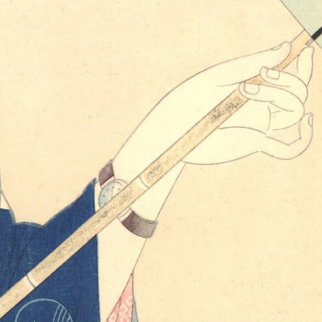 渡辺幾春 「昭和美女姿競　秋初月　蝉の声」