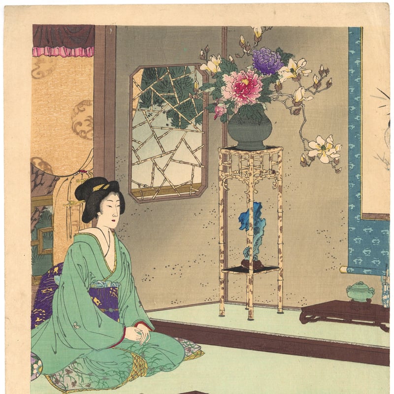 年方 「高楼迎客煎茶之図」 | 古美術もりみや