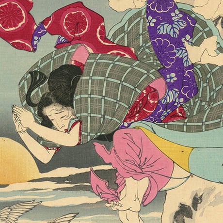 芳年 「月百姿　朝野川晴雪月　孝女ちか子」