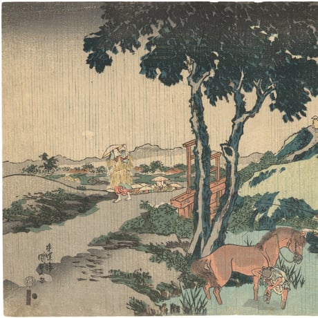 国貞 「五月雨の景」