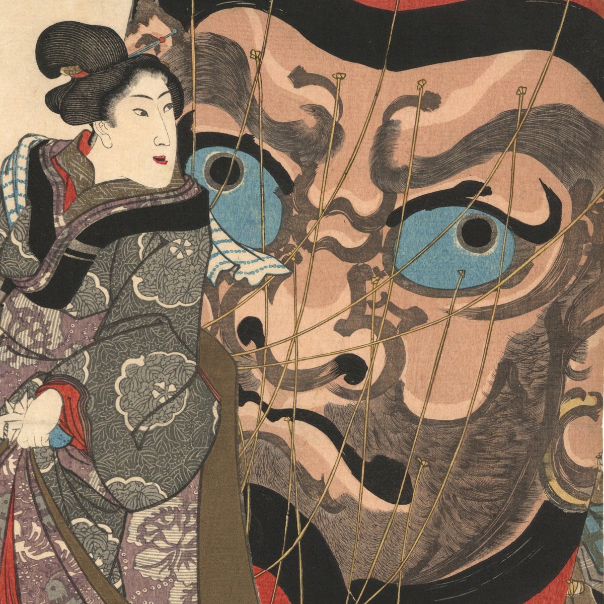 浮世絵 　「五節句の内　睦月」　五渡亭　国貞　３枚続 五渡亭国貞役者絵展」 | 山田書店美術部オンラインストア